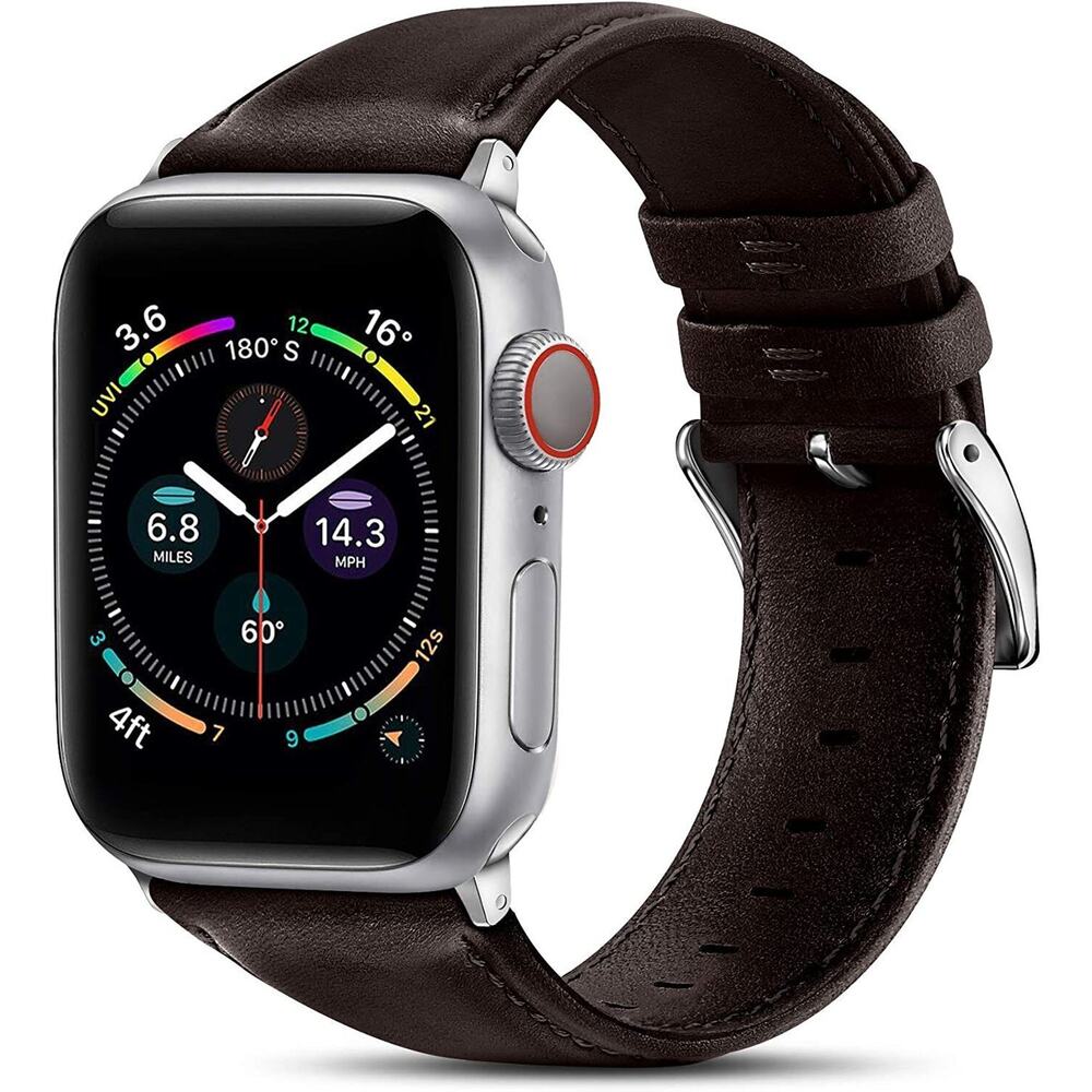 Premium Leather Watch Band Strap For Apple Watch Series 6 5 4 3 38mm 40mm Brown